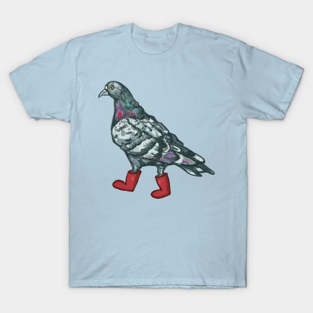 Pigeon in wellies T-Shirt by Shadoodles